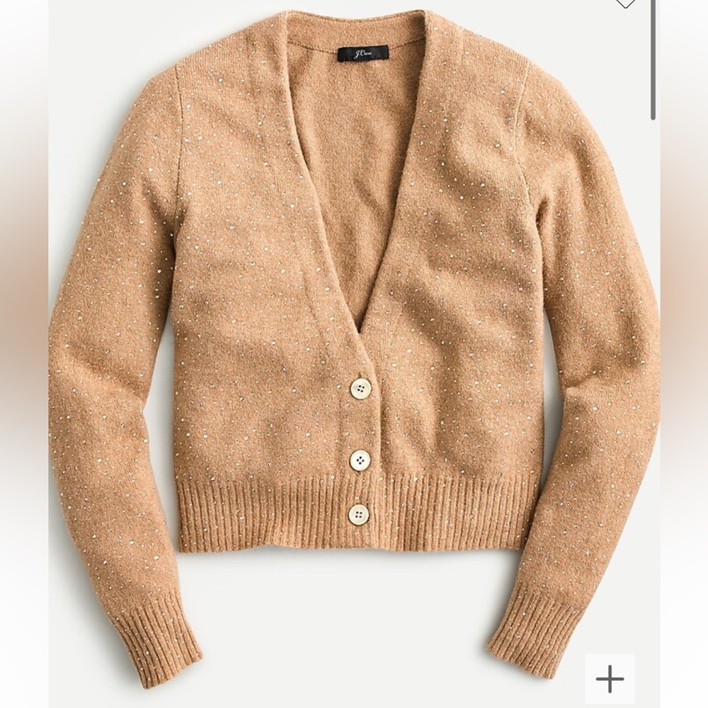 JCREW V-Neck Sparkle Caramel Cardigan